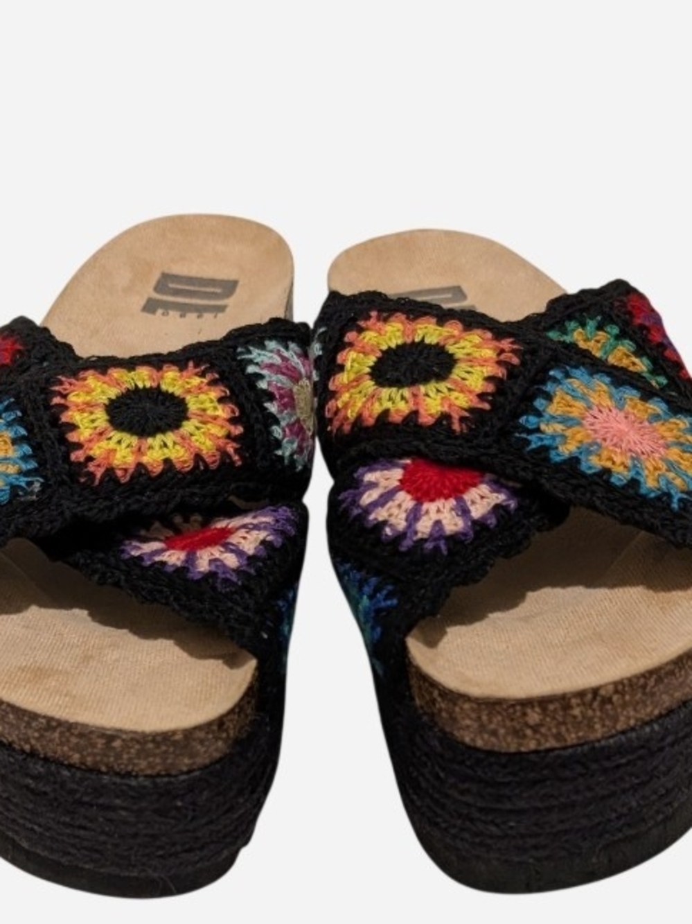 Dirty Laundry Black Multicolor Crochet Platform Mules - Picture 7 of 9